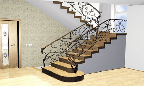 Бетонная лестница с металлическим парапетом